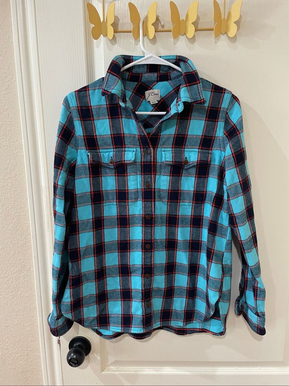 J. Crew plaid button down blouse